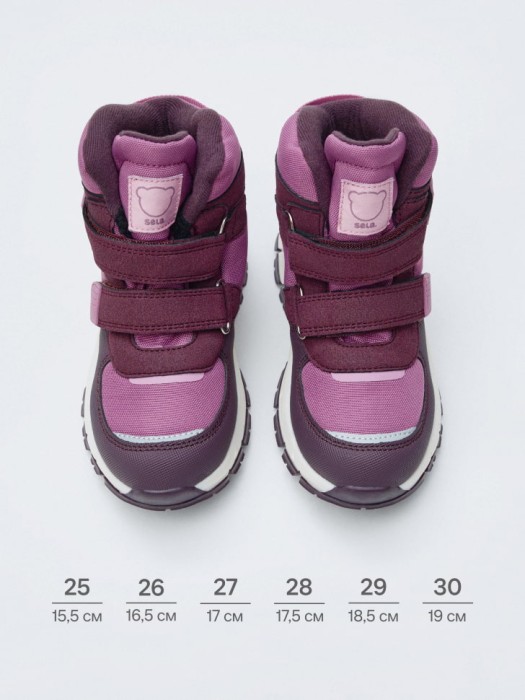 зимние мембранные ботинки для девочек от бренда sela вид слева