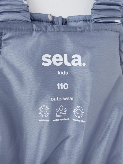 зимний стеганый полукомбинезон для девочек из синтепона спереди