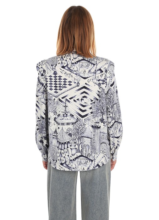 блузка женская gardenia ls shirt  классического стиля с лицевой стороны