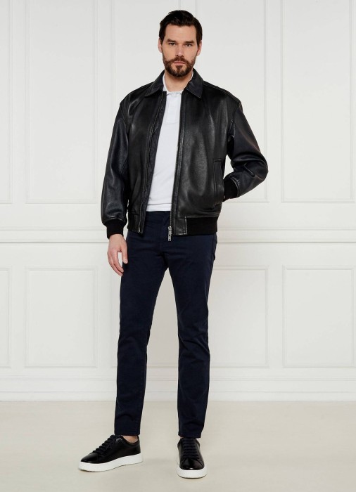 бомбер мужской joloco  из кожи спереди