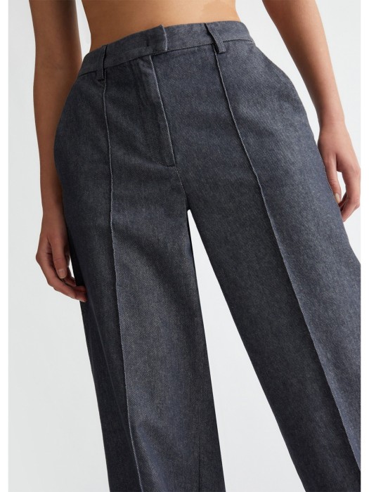 брюки из денима женские grey denim  из италии вид сбоку