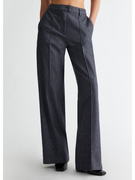 брюки из денима женские grey denim  из хлопка спереди