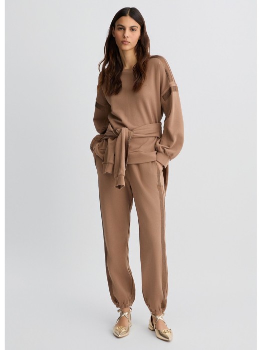 брюки женские pant felpa lungo  из хлопка спереди