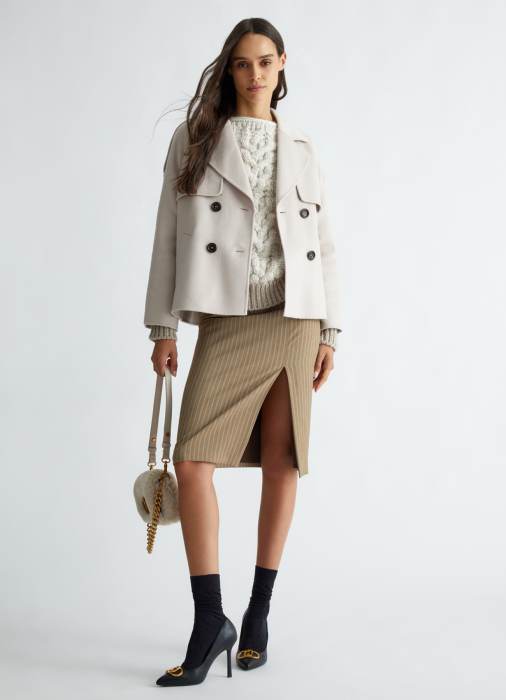 бушлат женский pea coat из полиэстера спереди