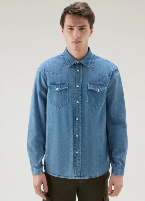 джинсовая рубашка мужская denim shirt  из америки вид сбоку