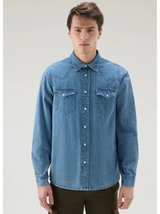 джинсовая рубашка мужская denim shirt  из америки вид сбоку