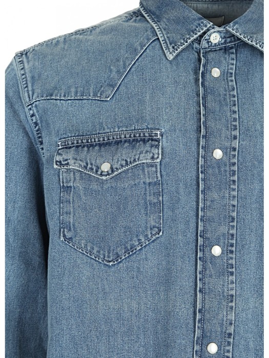 джинсовая рубашка мужская denim shirt  из хлопка спереди