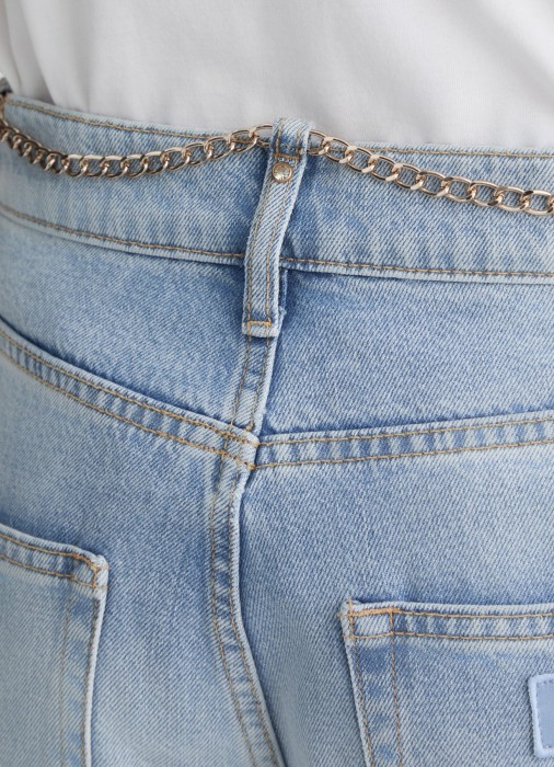 джинсы женские с поясом-цепочкой  из италии вид сбоку