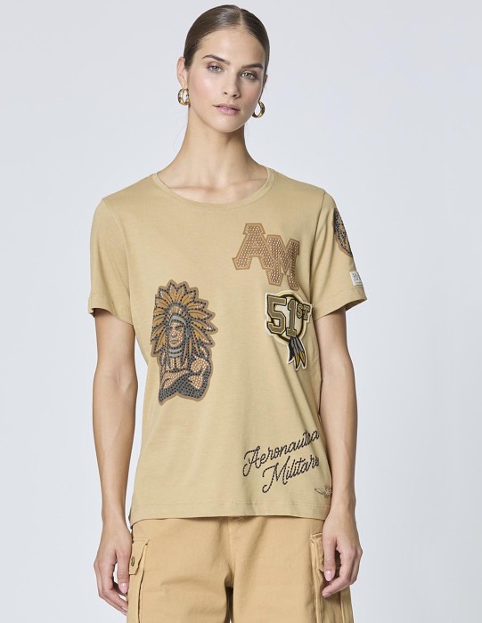 футболка женская indians  от бренда aeronautica militare вид слева