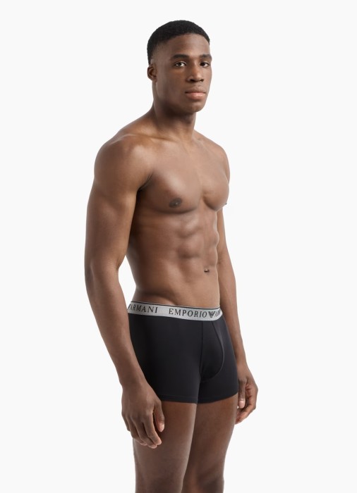 комплект трусов-боксеров мужских mens knit 2-pack trunk emporio armani из хлопка спереди