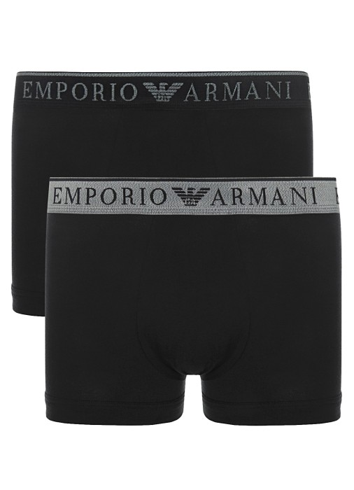 комплект трусов-боксеров мужских mens knit 2-pack trunk emporio armani классического стиля с лицевой стороны