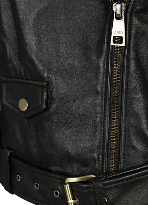 кожаная куртка женская giacca pelle  винтажного стиля с лицевой стороны