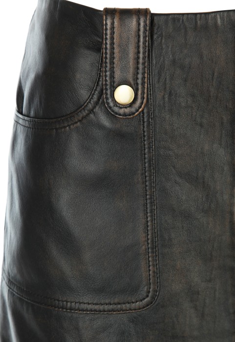 кожаная женская юбка gonna pelle  винтажного стиля с лицевой стороны