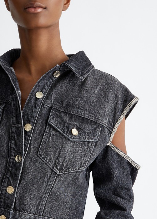 куртка женская джинсовая giubbotto cut out  из италии вид сбоку