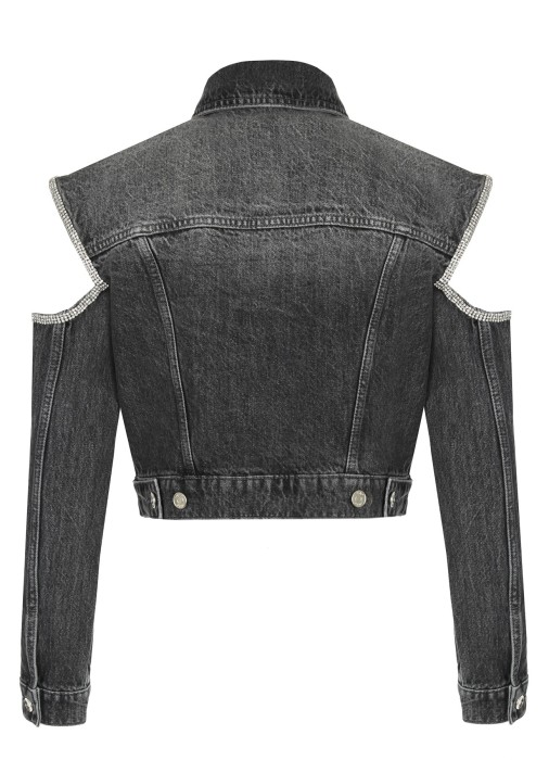 куртка женская джинсовая giubbotto cut out  из проверенных материалов спереди