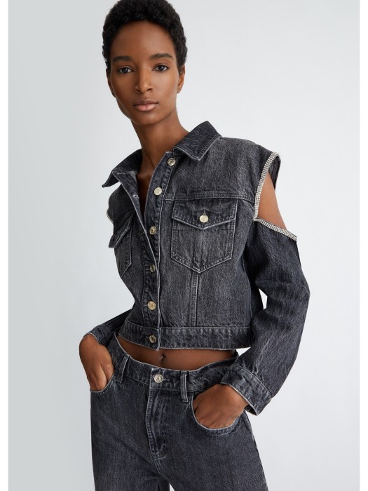 куртка женская джинсовая giubbotto cut out  от бренда liu jo вид слева