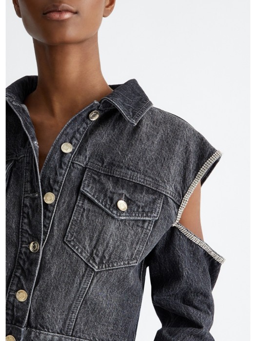 куртка женская джинсовая giubbotto cut out  из италии вид сбоку