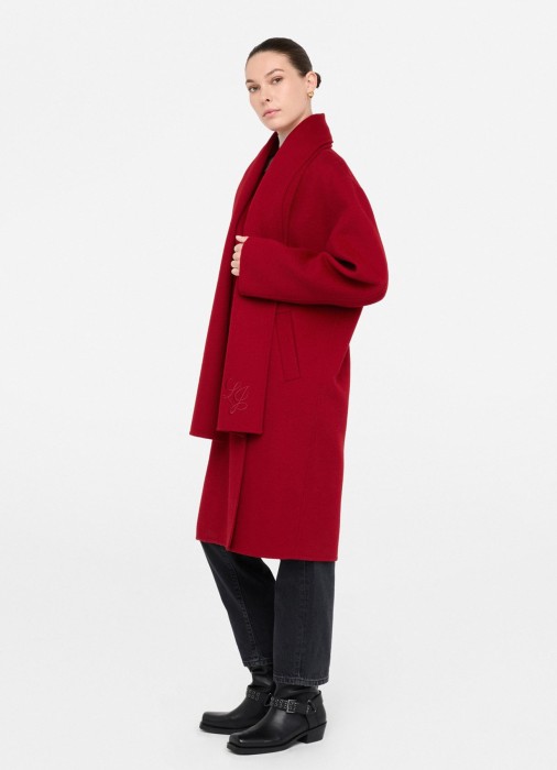 пальто в комплекте с шарфом женское lusso discreto  классического стиля с лицевой стороны