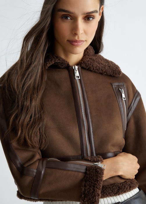 укороченная куртка женская giubbotto ecopellic  из италии вид сбоку