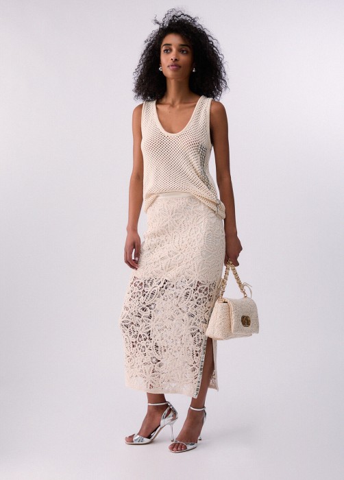 женская миди-юбка с макраме  от бренда liu jo вид слева