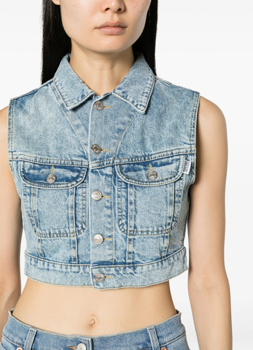 жилет джинсовый женский  из италии вид сбоку