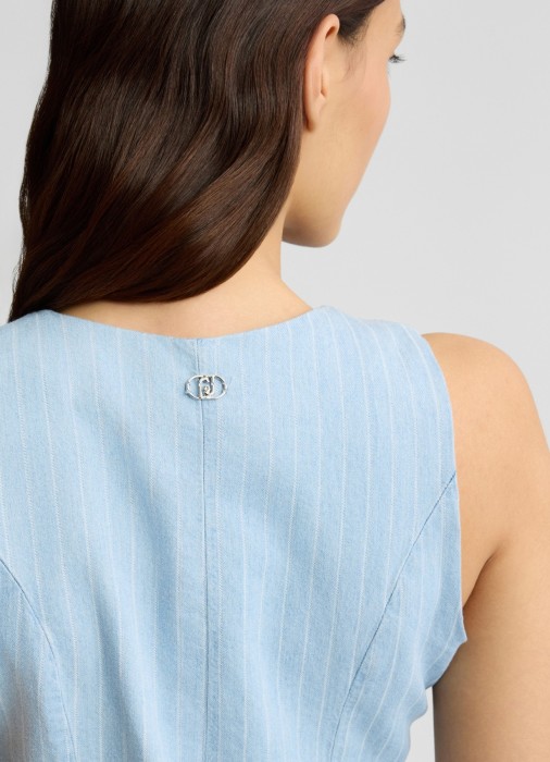 жилет женский gilet denim stripe  универсального стиля с лицевой стороны