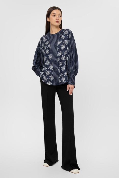 блуза  с набивным рисунком т.синий/белый от бренда max mara вид слева