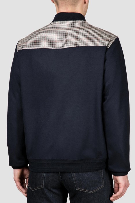 бомбер  с кожаной отделкой из италии вид сбоку