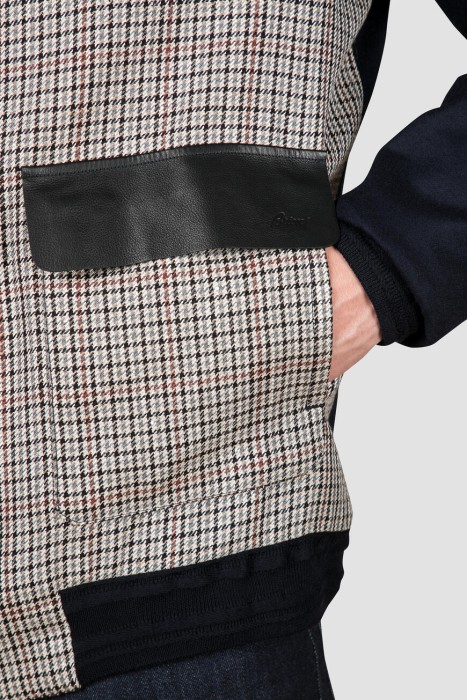 бомбер  с кожаной отделкой из кожи спереди