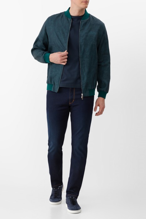 бомбер  из льна спереди