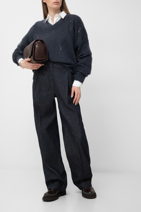 брюки  модель relaxed tailored из хлопка спереди