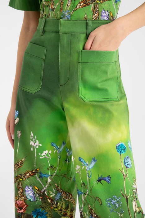 брюки  с цветочный принтом из франции вид сбоку