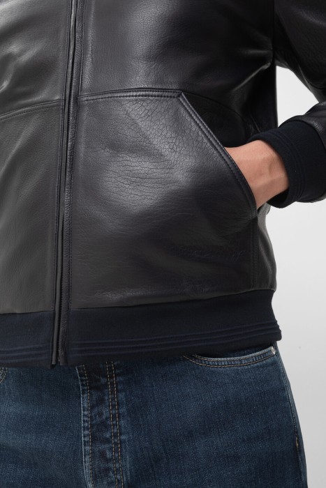 дубленка  из льна спереди