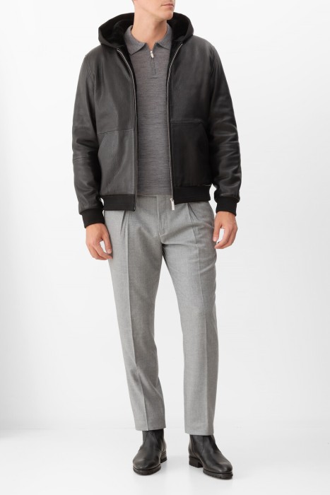 дубленка  из льна спереди