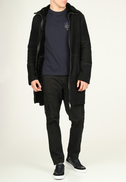 дубленка  универсального стиля с лицевой стороны