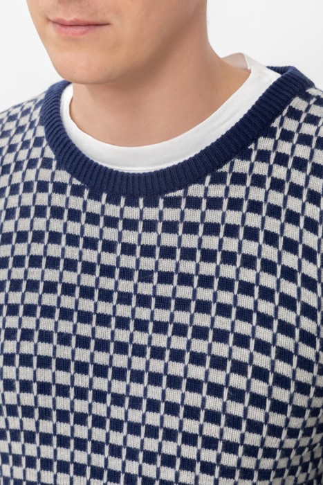 джемпер  кашемировый т.синий/серый из италии вид сбоку