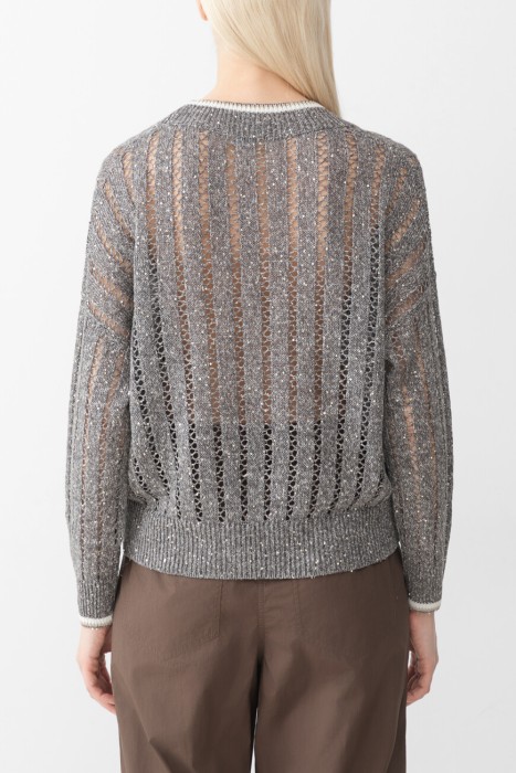 джемпер  модель dazzling ribbed net от бренда brunello cucinelli вид слева
