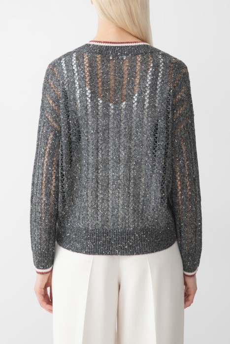 джемпер  модель dazzling ribbed net от бренда brunello cucinelli вид слева