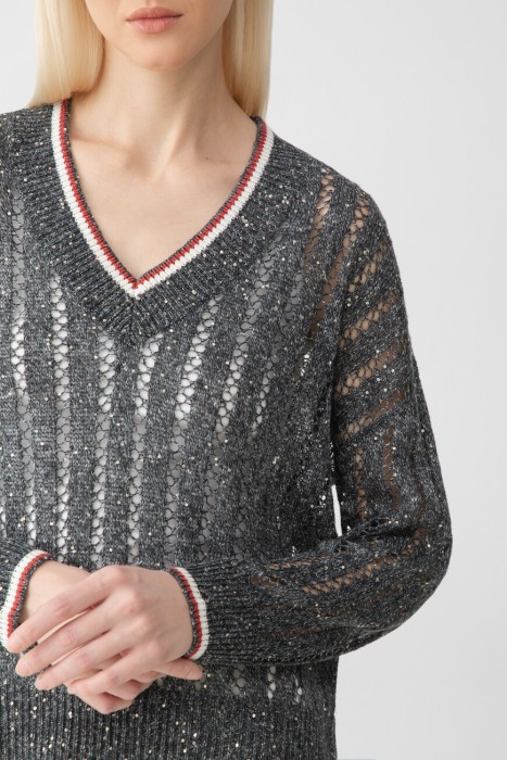 джемпер  модель dazzling ribbed net из италии вид сбоку