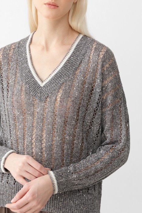 джемпер  модель dazzling ribbed net из италии вид сбоку