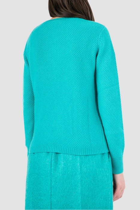джемпер  с фактурным узором бирюзовый от бренда max mara вид слева
