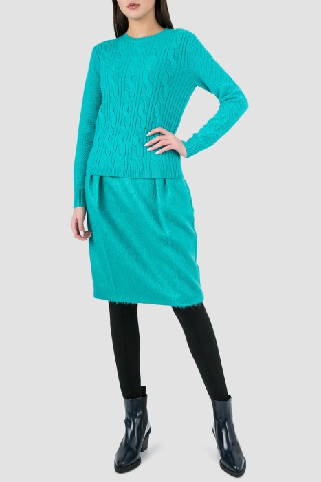 джемпер  с фактурным узором бирюзовый из италии вид сбоку