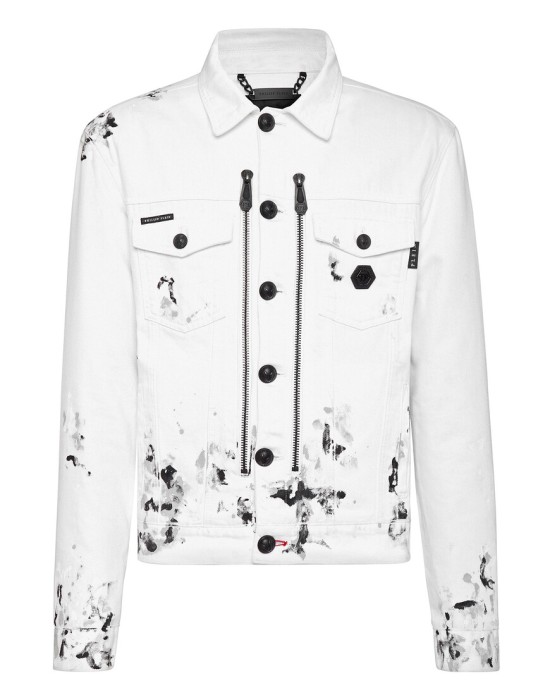 джинсовая куртка  от бренда philipp plein вид слева