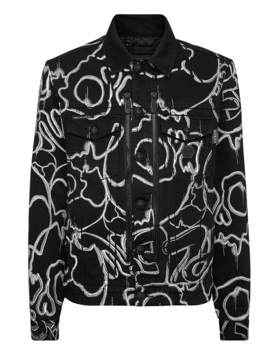 джинсовая куртка  от бренда philipp plein вид слева