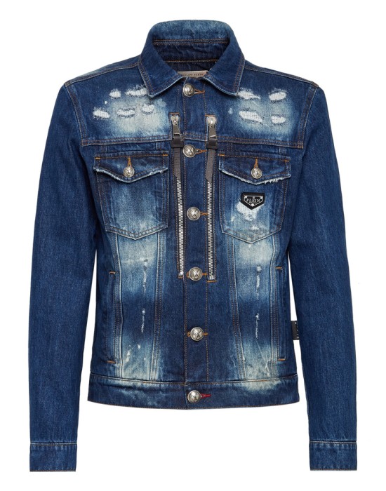 джинсовая куртка  от бренда philipp plein вид слева