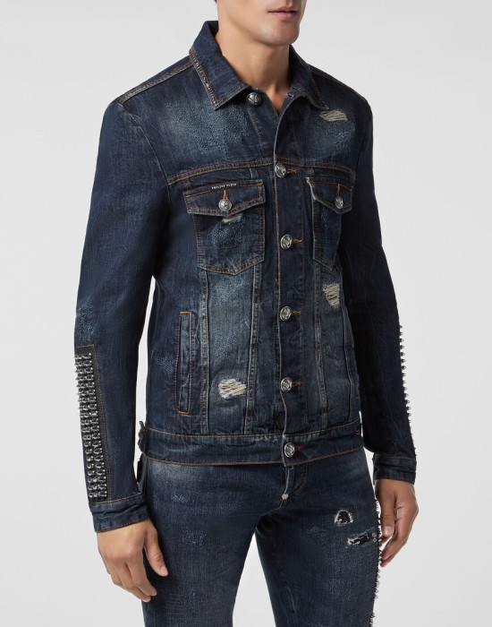 джинсовая куртка  от бренда philipp plein вид слева