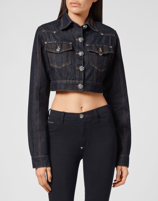 джинсовая куртка  от бренда philipp plein вид слева