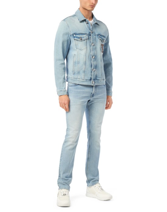 джинсовая куртка  из италии вид сбоку