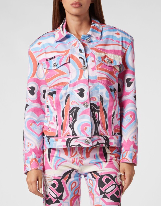 джинсовая куртка  от бренда philipp plein вид слева