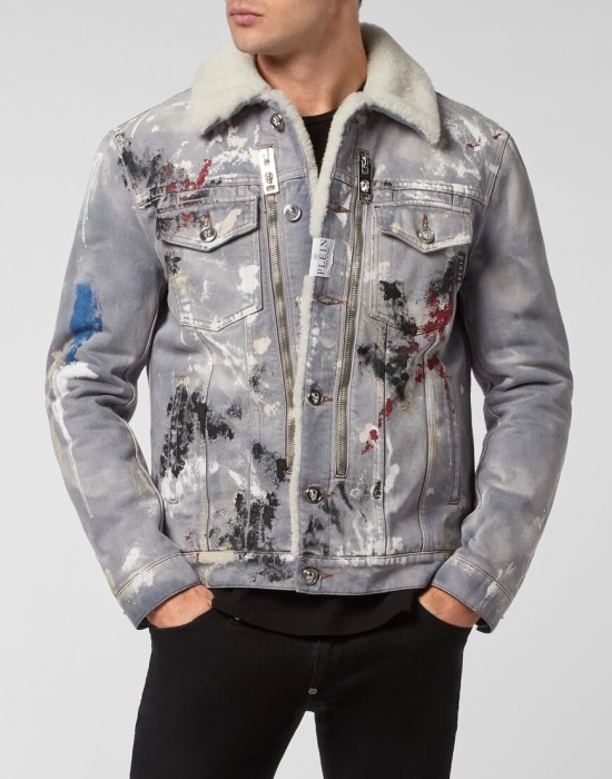 джинсовая куртка  от бренда philipp plein вид слева
